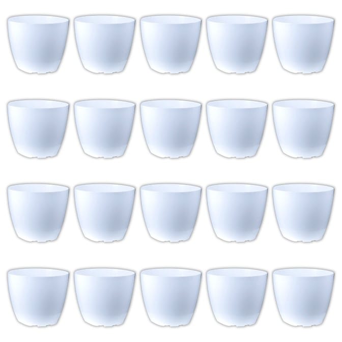 Set of 20 - 8 Inch White Premium Orchid Round Plastic Pot