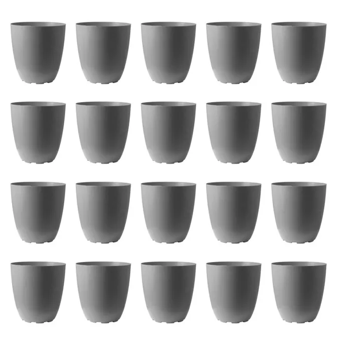 Set of 20 - 8 Inch Grey Premium Orchid Round Plastic Pots
