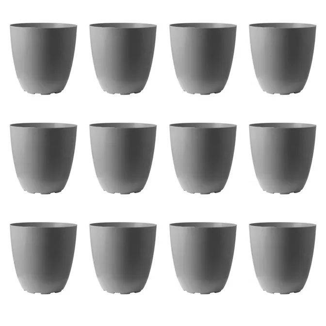 Set of 12 - 10 Inch Grey Premium Orchid Round Plastic Pot