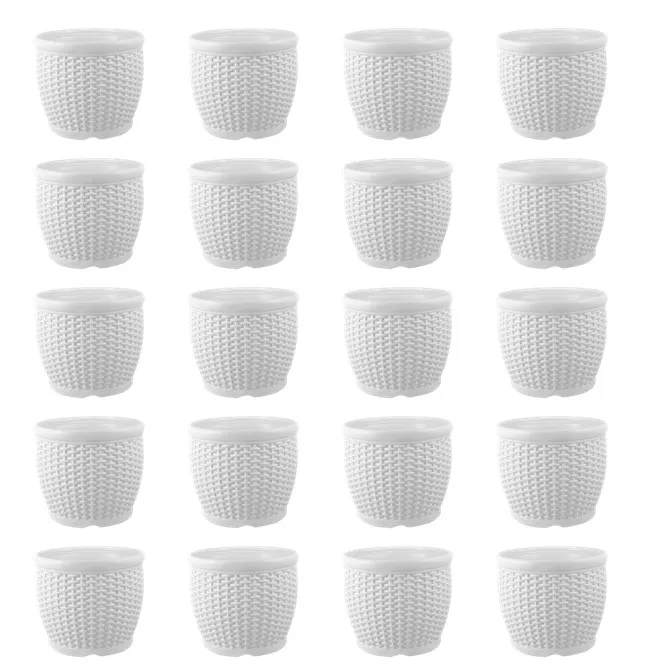 Set of 20 - 8 Inch White Marble Premium Matt Classic Plastic Pot