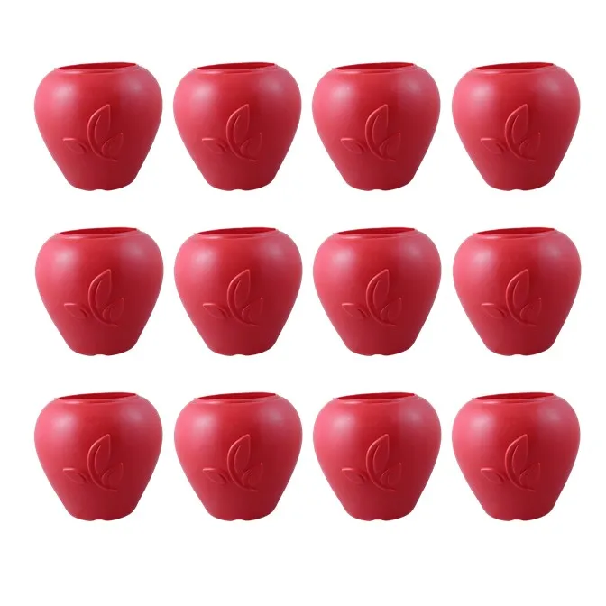 Set of 12 - 9 Inch Red Premium Apple Leaf Plastic Pot