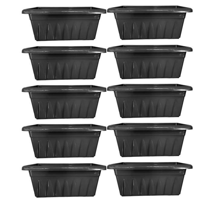 Set of 10 - 20 Inch Black Premium Supreme Window Plastic Planter