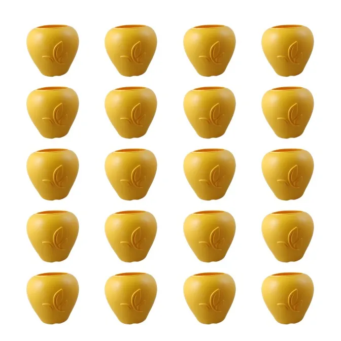 Set of 20 - 7 Inch Yellow Premium Apple Leaf Plastic Pots