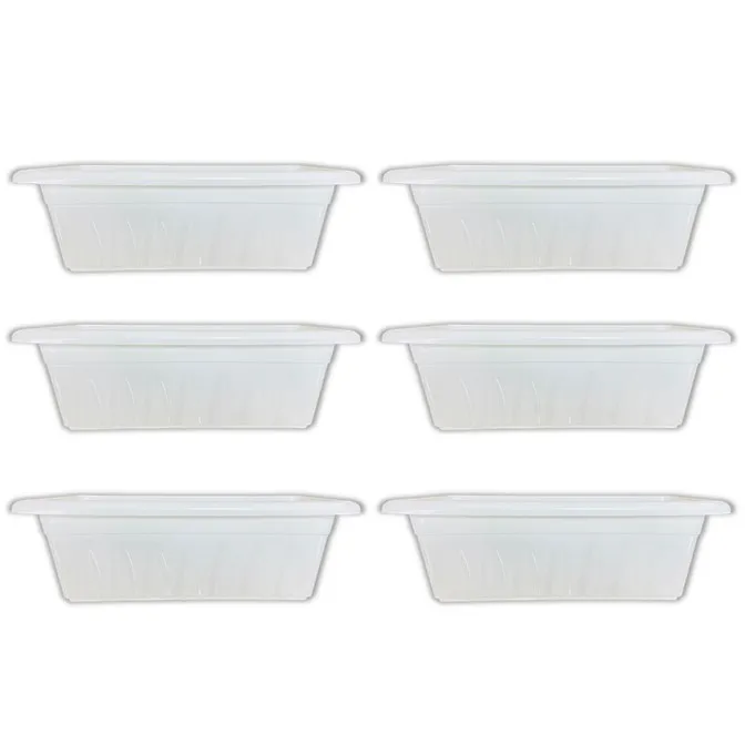 Set of 06 - 20 Inch White Premium Supreme Window Plastic Planter