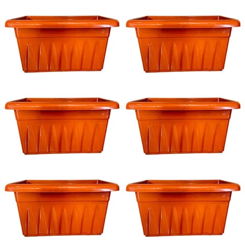 Set of 06 - 24 Inch Terracotta Red Premium Supreme Window Plastic Planter