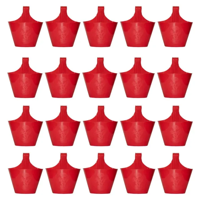 Set of 20 - 8 Inch Red Single Hook Hanging Plastic Pot