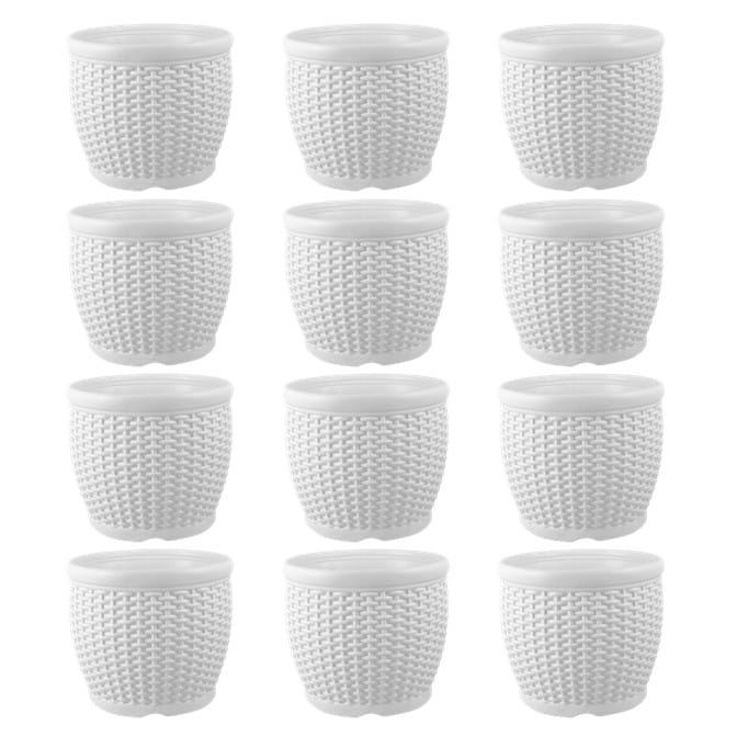 Set of 12 - 8 Inch White Marble Premium Matt Classic Plastic Pot