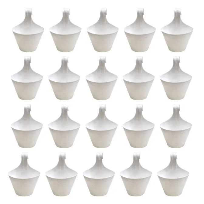 Set of 20 - 8 Inch White Single Hook Hanging Plastic Pot