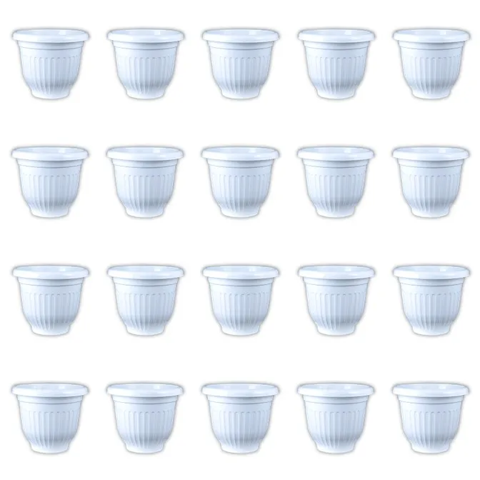Set of 20 - 10 Inch White Olive Plastic Pots