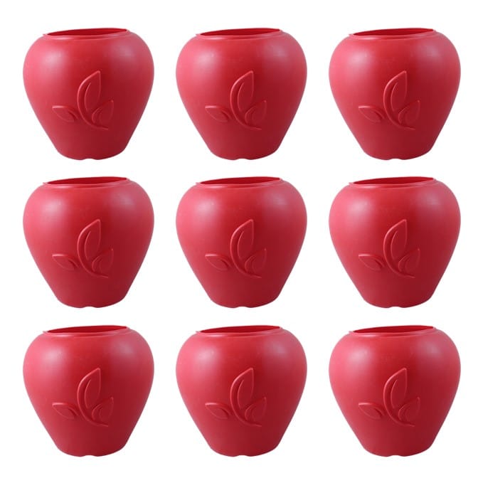 Set of 09 - 9 Inch Red Premium Apple Leaf Plastic Pots