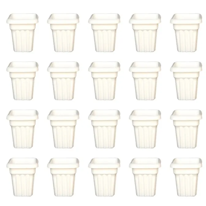 Set of 20 - 8 Inch White Heavy Square Plastic Pot