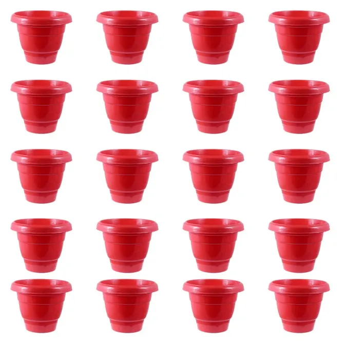 Set of 20 - 10 Inch Terracotta Red Classy Plastic Pot