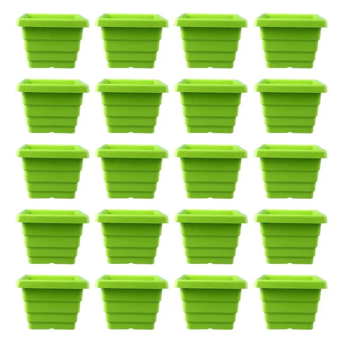Set of 20 - 6 Inch Green Premium Orchid Square Plastic Pot