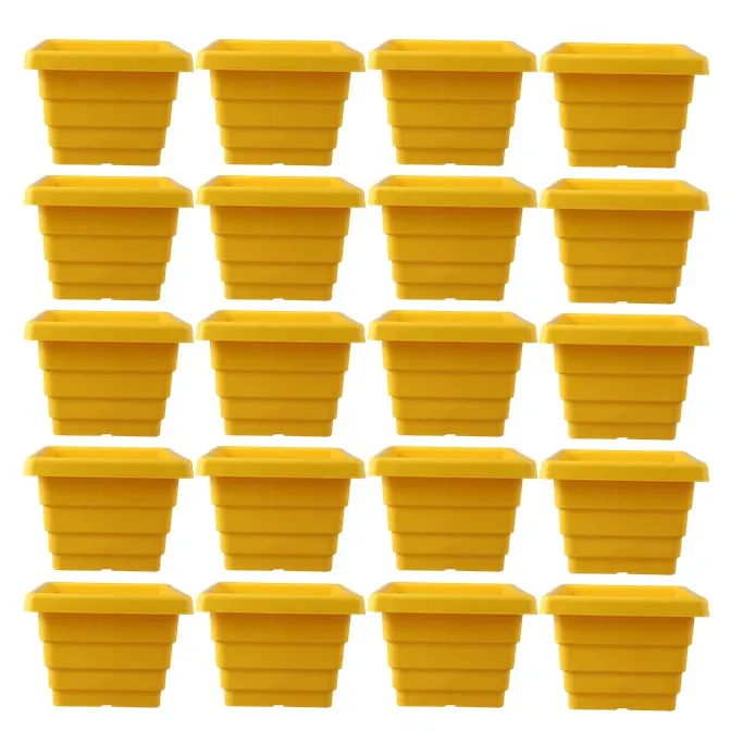 Set of 20 - 6 Inch Yellow Premium Orchid Square Plastic Pot