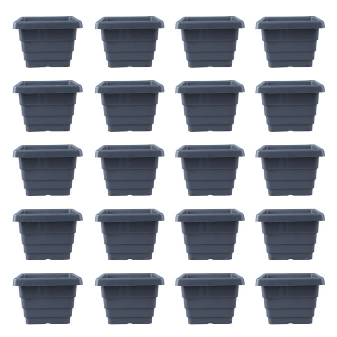 Set of 20 - 6 Inch Grey Premium Orchid Square Plastic Pots