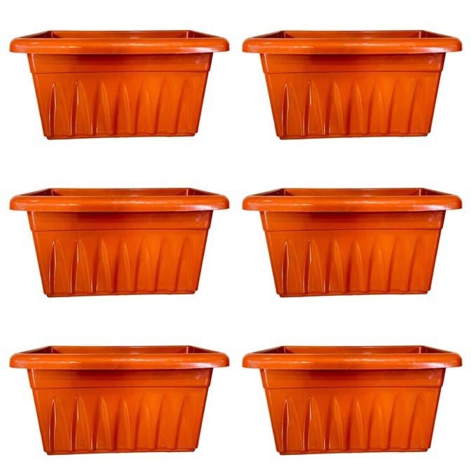 Set of 06 - 20 Inch Terracotta Red Premium Supreme Window Plastic Planter