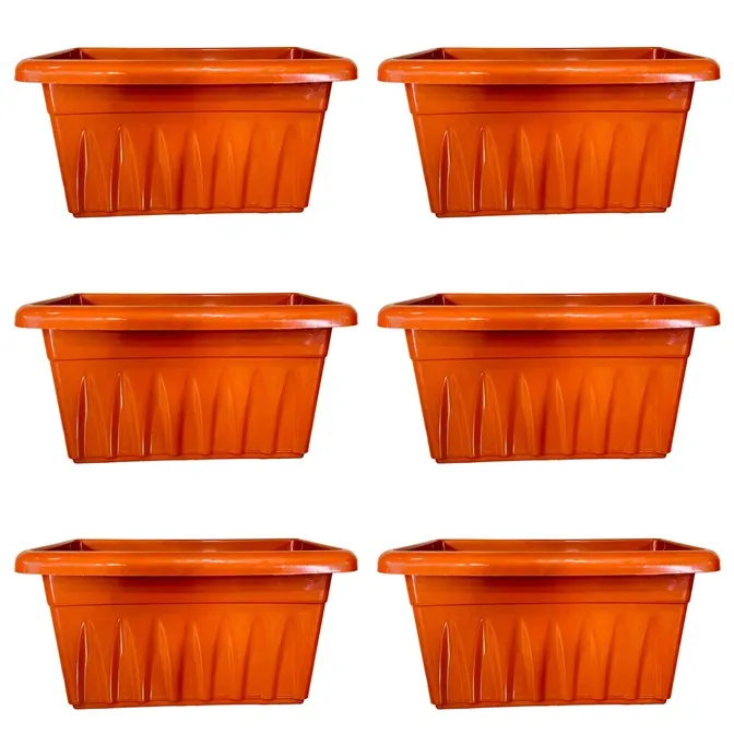 Set of 06 - 20 Inch Terracotta Red Premium Supreme Window Plastic Planter