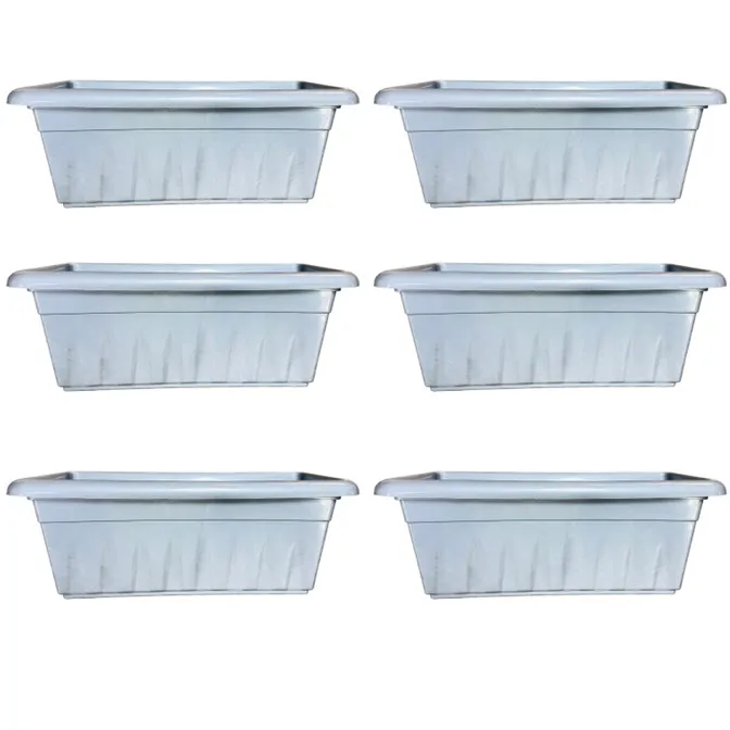 Set of 06 - 20 Inch Grey Premium Supreme Window Plastic Planter