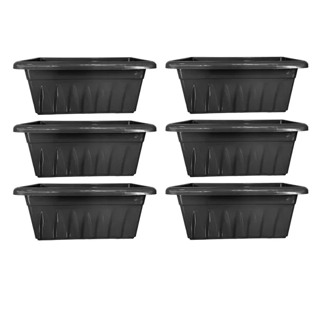 Set of 06 - 20 Inch Black Premium Supreme Window Plastic Planter