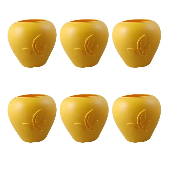 Set of 06 - 9 Inch Yellow Premium Apple Leaf Plastic Pot