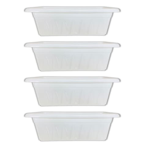 Set of 04 - 20 Inch White Premium Supreme Window Plastic Planter