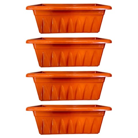 Set of 04 - 24 Inch Terracotta Red Premium Supreme Window Plastic Planter