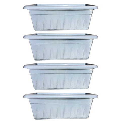 Set of 04 - 24 Inch Grey Premium Supreme Window Plastic Planter