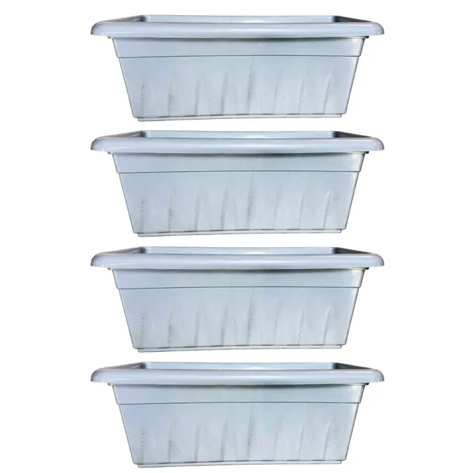 Set of 04 - 24 Inch Grey Premium Supreme Window Plastic Planter