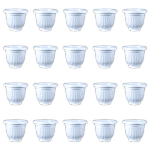 Set of 20 - 8 Inch White Olive Plastic Pot