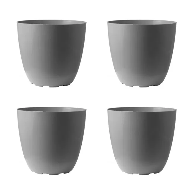 Set of 04 - 10 Inch Grey Premium Orchid Round Plastic Pot