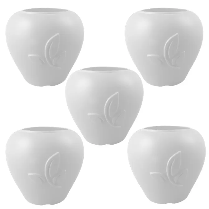Set of 05 - 9 Inch Plain White Premium Apple Leaf Plastic Pot