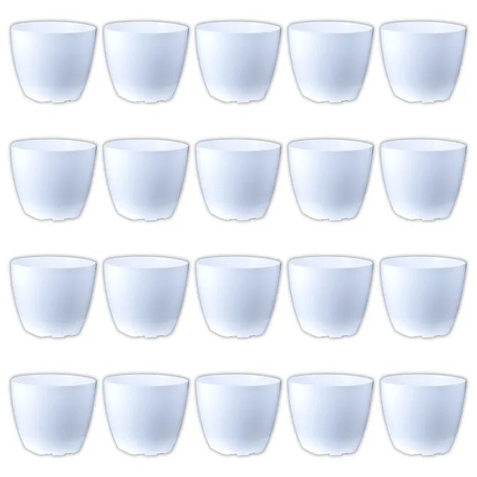 Set of 20 - 6 Inch White Premium Orchid Round Plastic Pot