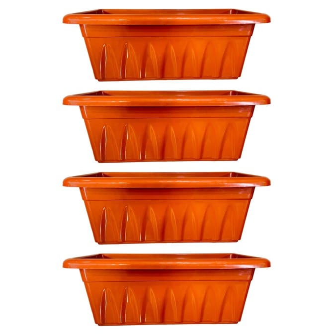Set of 04 - 20 Inch Terracotta Red Premium Supreme Window Plastic Planter