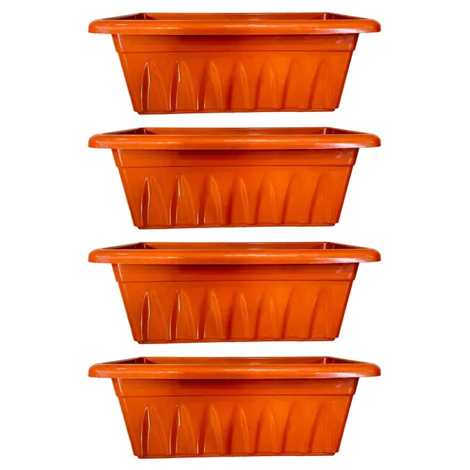 Set of 04 - 20 Inch Terracotta Red Premium Supreme Window Plastic Planter