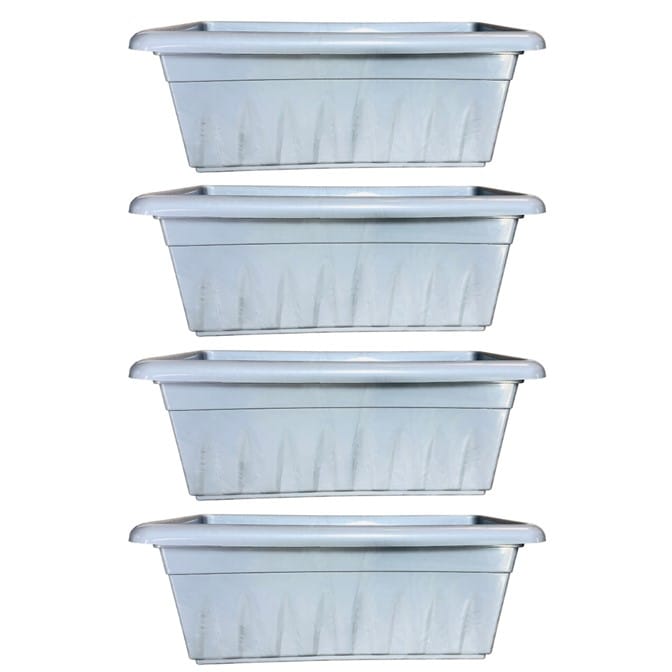 Set of 04 - 20 Inch Grey Premium Supreme Window Plastic Planter