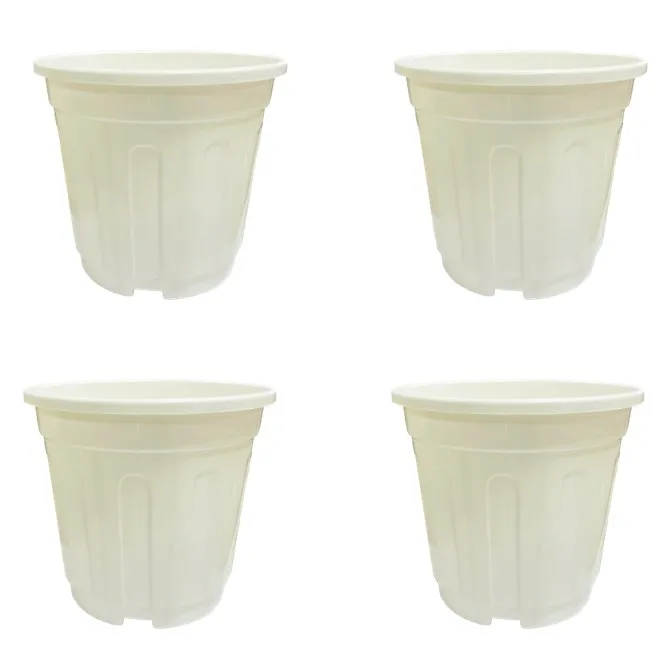 Set of 04 - 12 Inch White Super Nursery Pot