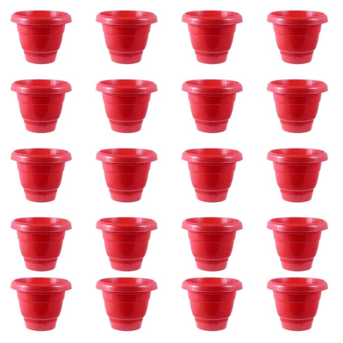 Set of 20 - 8 Inch Terracotta Red Classy Plastic Pot