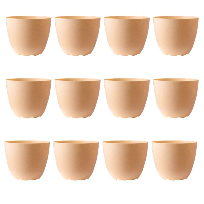 Set of 12 - 6 Inch Beige Marble Premium Orchid Round Plastic Pot