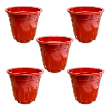 Buy Set of 05 - 12 Inch Red Super Nursery Pot Online | Urvann.com