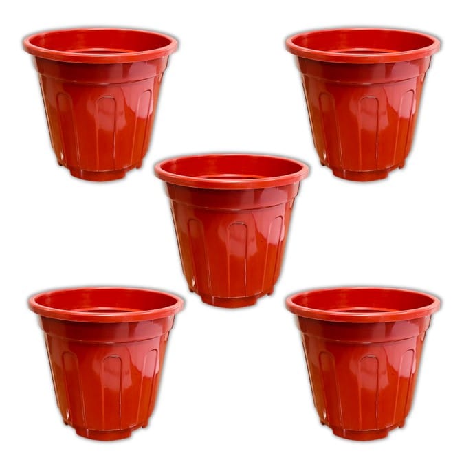 Set of 05 - 12 Inch Red Super Nursery Pot