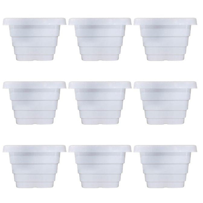Set of 09 - 6 Inch White Premium Orchid Square Plastic Pots