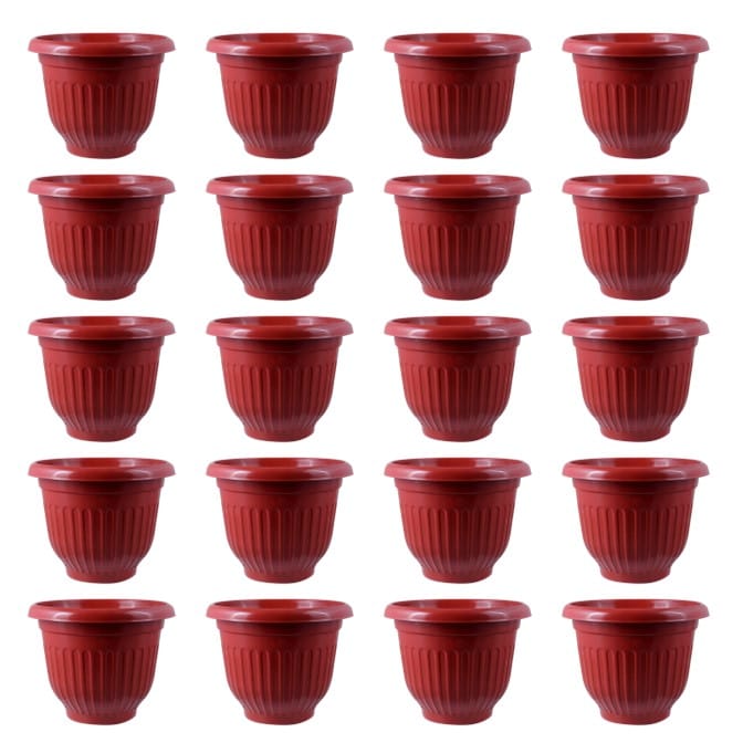 Set of 20 - 8 Inch Terracotta Red Olive Plastic Pot