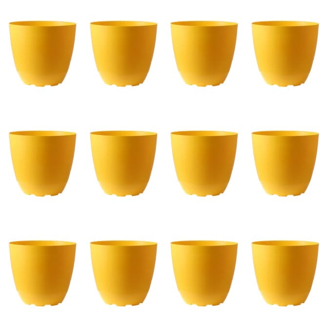 Set of 12 - 6 Inch Yellow Premium Orchid Round Plastic Pot