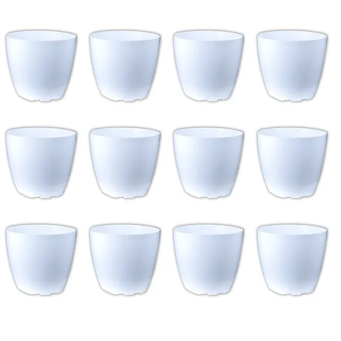 Set of 12 - 6 Inch White Premium Orchid Round Plastic Pot