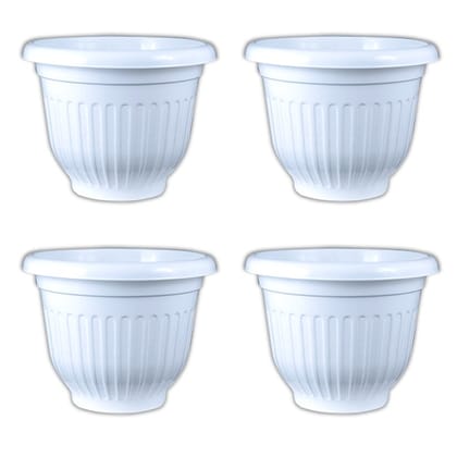 Buy Set of 04 - 12 Inch White Olive Plastic Pot Online | Urvann.com