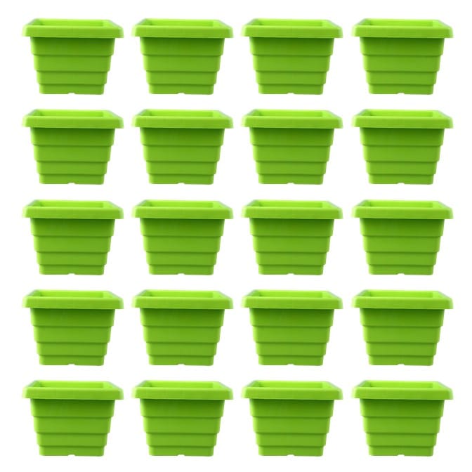 Set of 20 - 4 Inch Green Premium Orchid Square Plastic Pot