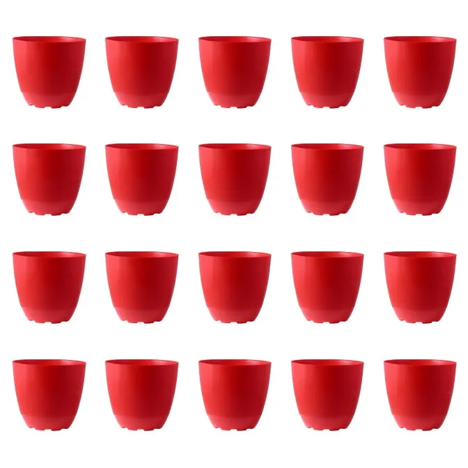 Set of 20 - 4 Inch Red Premium Orchid Round Plastic Pot
