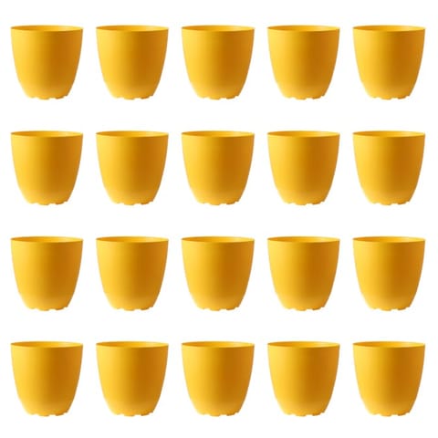 Set of 20 - 4 Inch Yellow Premium Orchid Round Plastic Pot