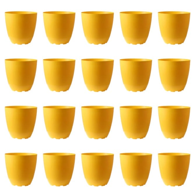 Set of 20 - 4 Inch Yellow Premium Orchid Round Plastic Pot