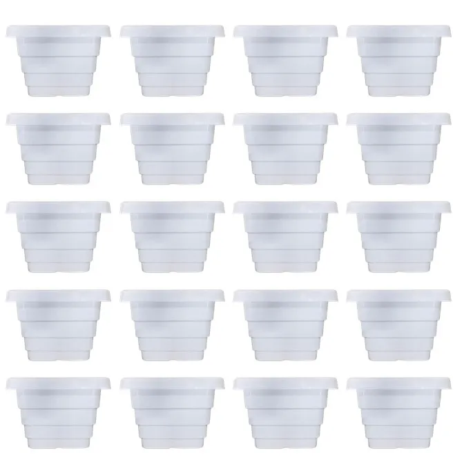 Set of 20 - 4 Inch White Premium Orchid Square Plastic Pot